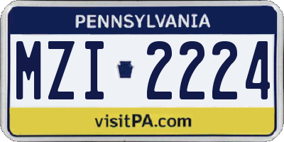 PA license plate MZI2224
