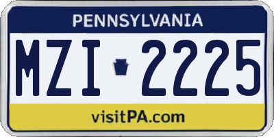 PA license plate MZI2225