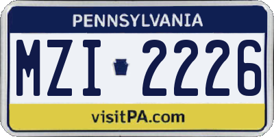 PA license plate MZI2226