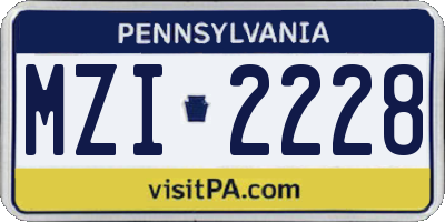 PA license plate MZI2228