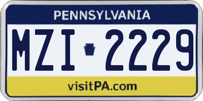 PA license plate MZI2229