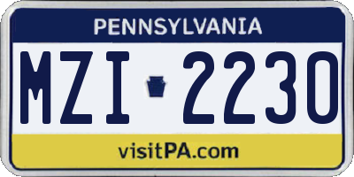 PA license plate MZI2230