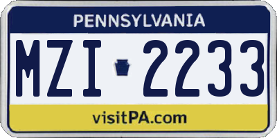 PA license plate MZI2233