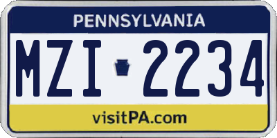 PA license plate MZI2234