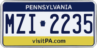 PA license plate MZI2235