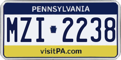PA license plate MZI2238