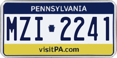 PA license plate MZI2241