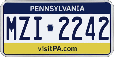 PA license plate MZI2242