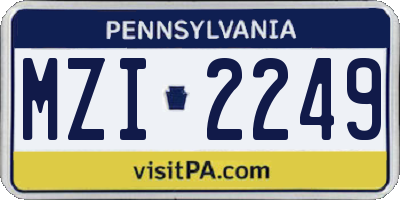 PA license plate MZI2249