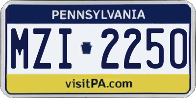 PA license plate MZI2250