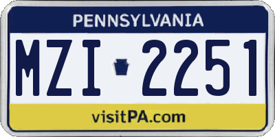 PA license plate MZI2251