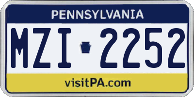 PA license plate MZI2252