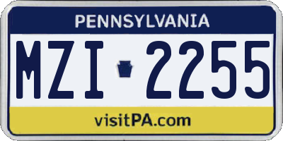 PA license plate MZI2255