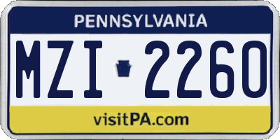 PA license plate MZI2260