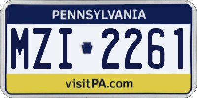 PA license plate MZI2261