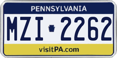 PA license plate MZI2262