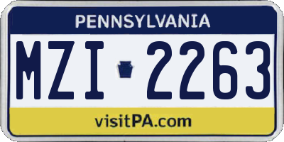 PA license plate MZI2263