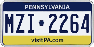 PA license plate MZI2264