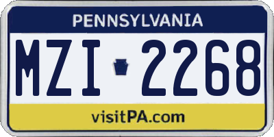 PA license plate MZI2268