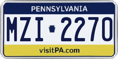 PA license plate MZI2270