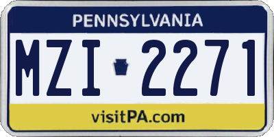 PA license plate MZI2271