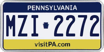 PA license plate MZI2272