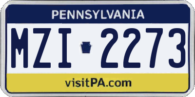 PA license plate MZI2273