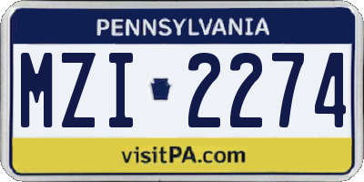 PA license plate MZI2274