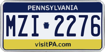 PA license plate MZI2276