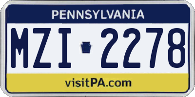 PA license plate MZI2278