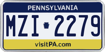 PA license plate MZI2279
