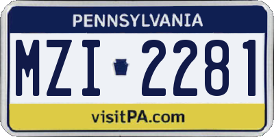 PA license plate MZI2281