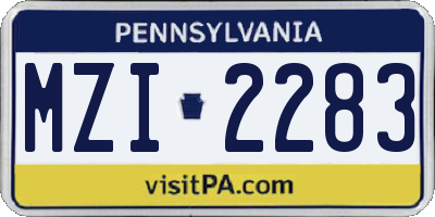 PA license plate MZI2283