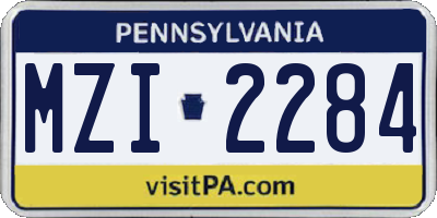 PA license plate MZI2284
