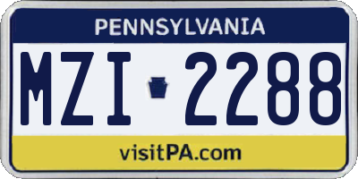 PA license plate MZI2288