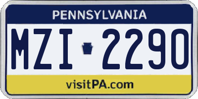 PA license plate MZI2290