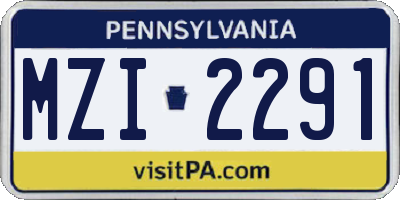PA license plate MZI2291