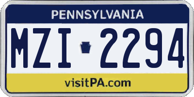PA license plate MZI2294