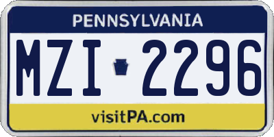 PA license plate MZI2296