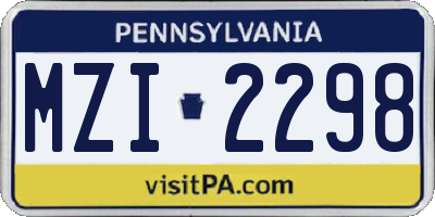 PA license plate MZI2298