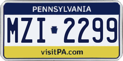 PA license plate MZI2299