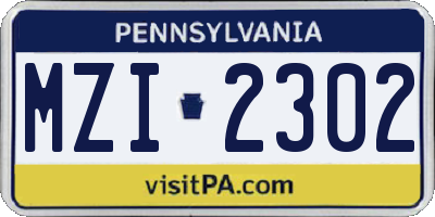 PA license plate MZI2302