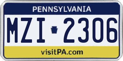 PA license plate MZI2306