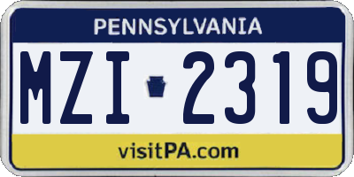 PA license plate MZI2319