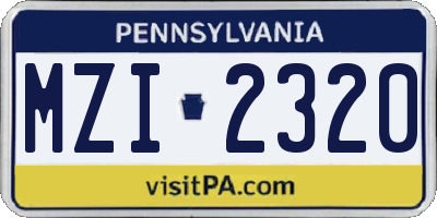 PA license plate MZI2320