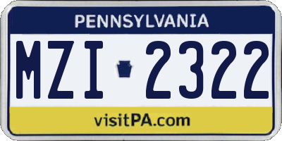 PA license plate MZI2322