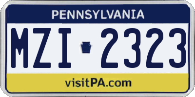 PA license plate MZI2323