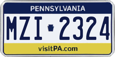 PA license plate MZI2324