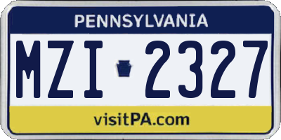 PA license plate MZI2327