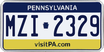 PA license plate MZI2329